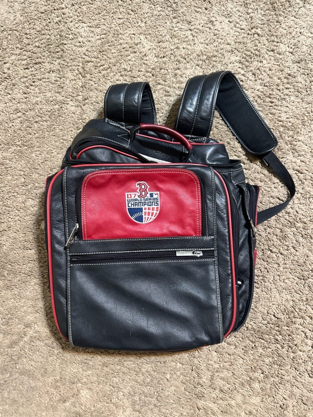 Vintage MLB Boston Red Sox leather “world series champion” backpack 2007